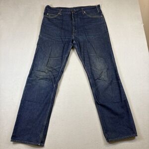 Plain Pockets Jeans Mens 38x32 Vintage Made USA 100% Cotton Dark Wash Denim